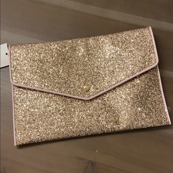 rose gold glitter clutch